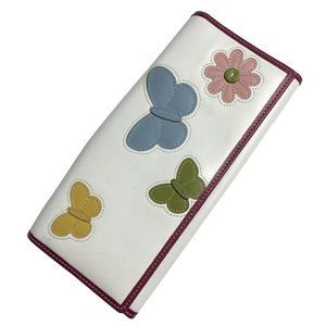 Coach White Snap Close with Butterflies Wallet